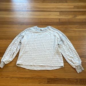 Striped White and Grey Longsleeve Top